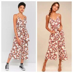 Free People "Hot Tropics" Wide Leg Tie Floral Cropped Jumpsuit 8